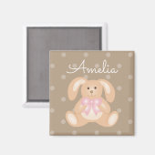 Cute Cudly Pink Ribbon Bunny Rabbit Add Jouw naam Magneet (Voorkant / Achterkant)