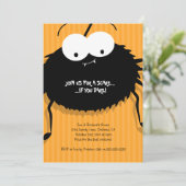 Cute Cudly Spider Halloween Party Invitation Kaart (Staand voorkant)
