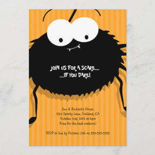 Cute Cudly Spider Halloween Party Invitation Kaart