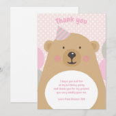 Cute Cudly Teddy Bear Bedankt voor je briefje Kaart (Voorkant / Achterkant)