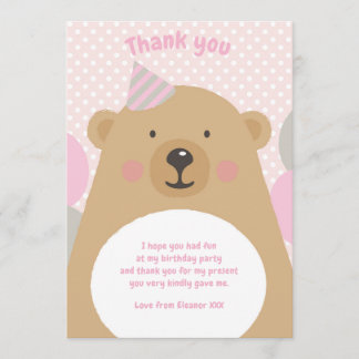 Cute Cudly Teddy Bear Bedankt voor je briefje Kaart