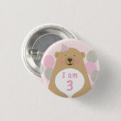 Cute Cudly Teddy Bear Birthday Age Badge Button (Voorkant /achterkant)