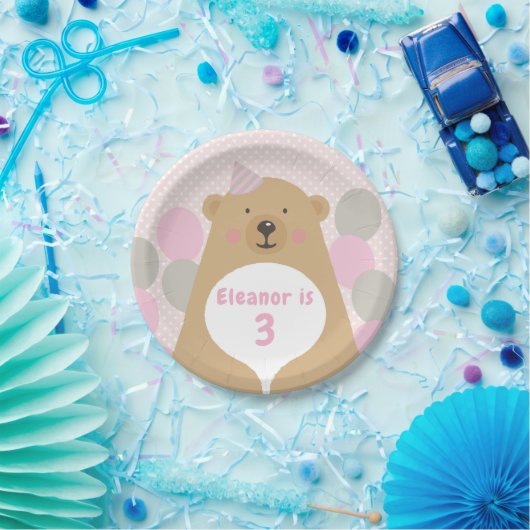 Cute Cudly Teddy Bear Birthday Paper Bord (Feest)