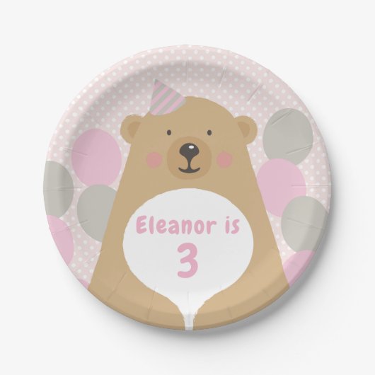 Cute Cudly Teddy Bear Birthday Paper Bord (Voorkant)