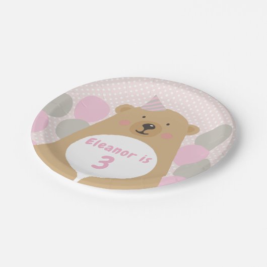 Cute Cudly Teddy Bear Birthday Paper Bord (Gekanteld)