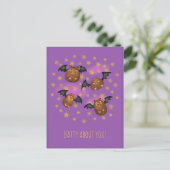 Cute cudly vleet 'batty about you' briefkaart (Staand voorkant)
