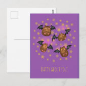 Cute cudly vleet 'batty about you' briefkaart (Voorkant / Achterkant)