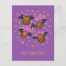 Cute cudly vleet 'batty about you' briefkaart