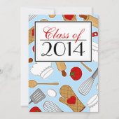Cute Culinaire School Afstuderen Invite Blue Kaart (Voorkant)