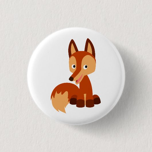 Cute Cunning Cartoon Fox Button Badge (Voorkant)