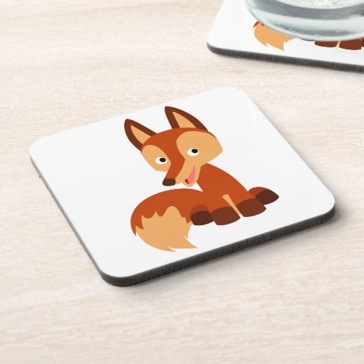 Cute Cunning Cartoon Fox Onderzetters Set (Linkerzijde)