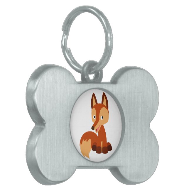 Cute Cunning Cartoon Fox Pet Tag Huisdieren Naamplaatje (Voorkant Links)