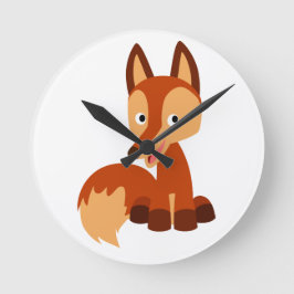 Cute Cunning Cartoon Fox Wall Clock Ronde Klok