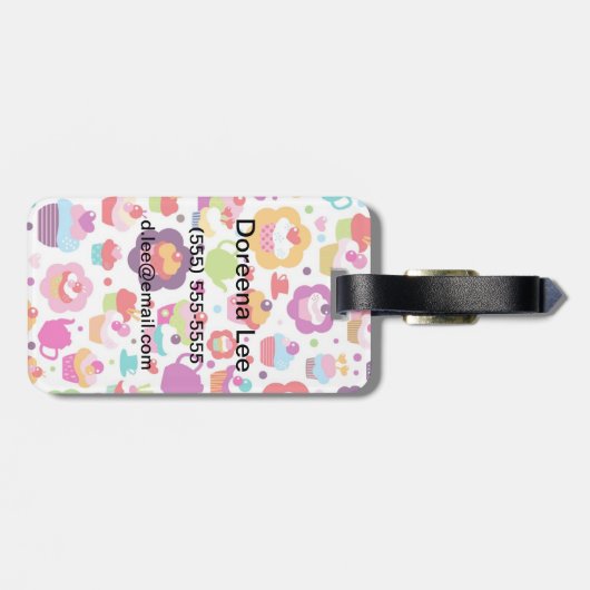 Cute cup cake en theepot bagagelabel (Achterkant horizontaal)