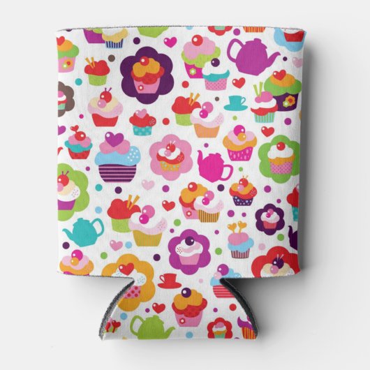 Cute cup cake en theepot blikjeskoeler (Voorkant)