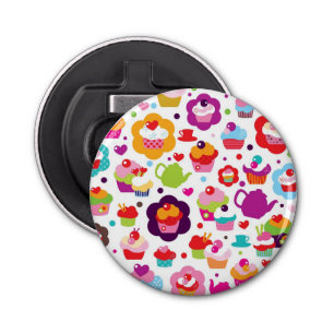 Cute cup cake en theepot button flesopener