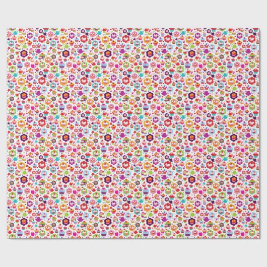 Cute cup cake en theepot cadeaupapier (Vlak)