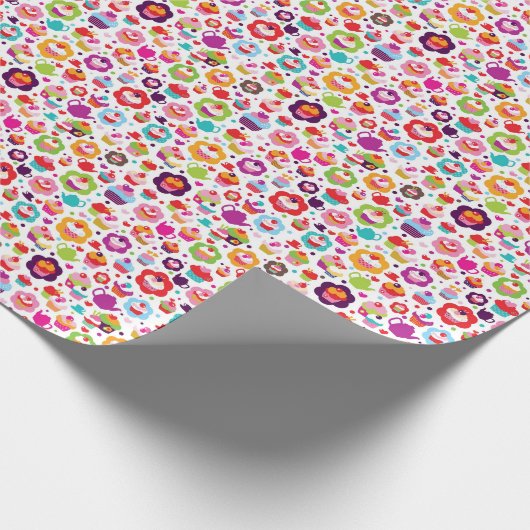 Cute cup cake en theepot cadeaupapier (Hoek)