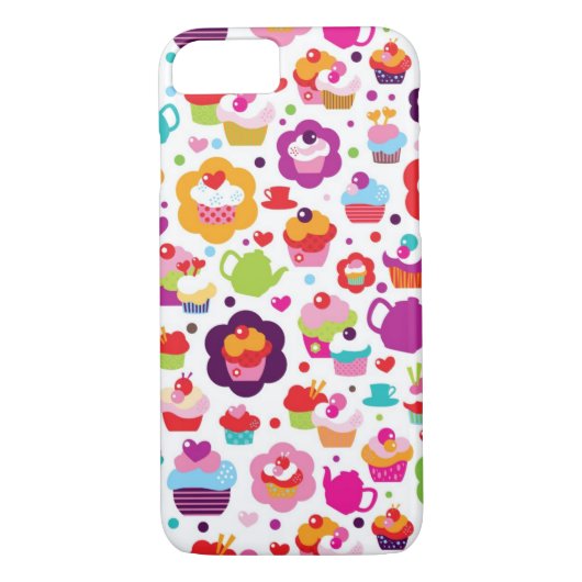 Cute cup cake en theepot Case-Mate iPhone case (Achterkant)