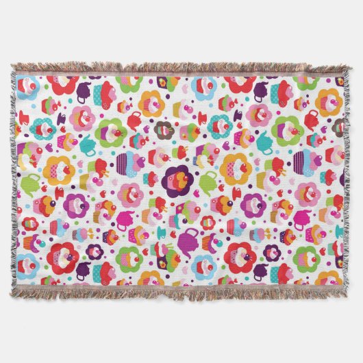 Cute cup cake en theepot deken (Voorkant)