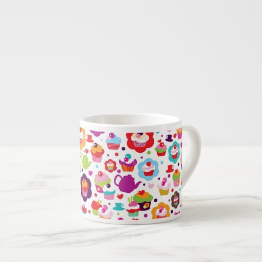 Cute cup cake en theepot espresso kop (Voorkant rechts)
