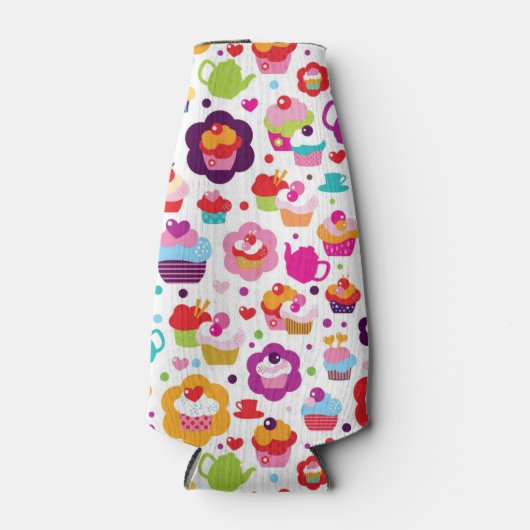 Cute cup cake en theepot flesjeskoeler (Voorkant)