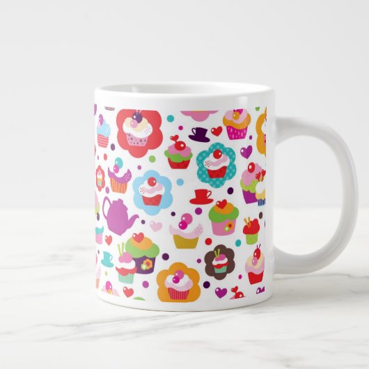 Cute cup cake en theepot grote koffiekop (Rechts)