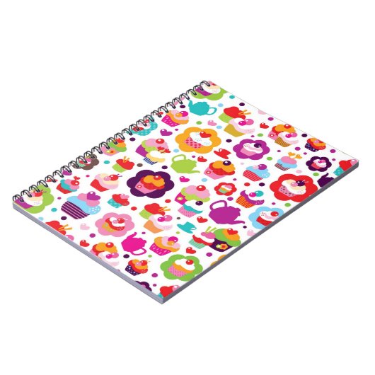 Cute cup cake en theepot notitieboek (Linkerzijde)