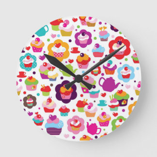 Cute cup cake en theepot ronde klok