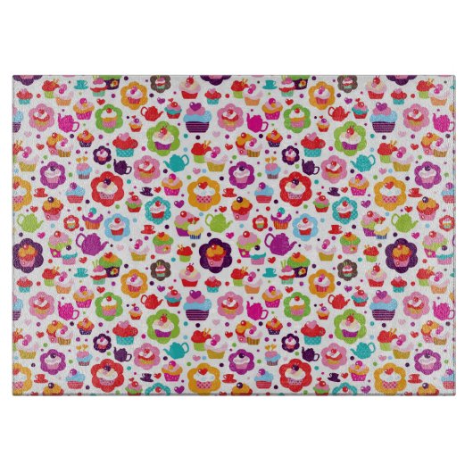 Cute cup cake en theepot snijplank (Voorkant)