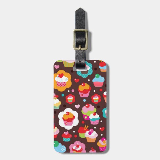Cute Cup Cake Pattern Bagagelabel (Voorkant verticaal)