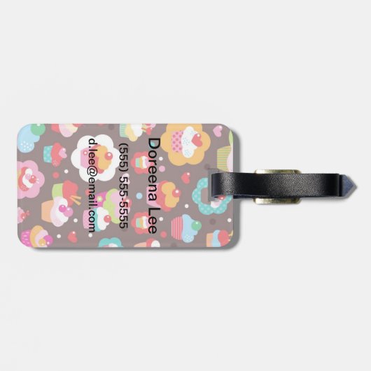 Cute Cup Cake Pattern Bagagelabel (Achterkant horizontaal)