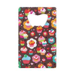 Cute Cup Cake Pattern Creditkaart Flessenopener