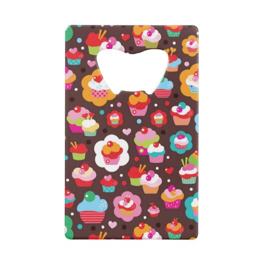 Cute Cup Cake Pattern Creditkaart Flessenopener (Voorkant)