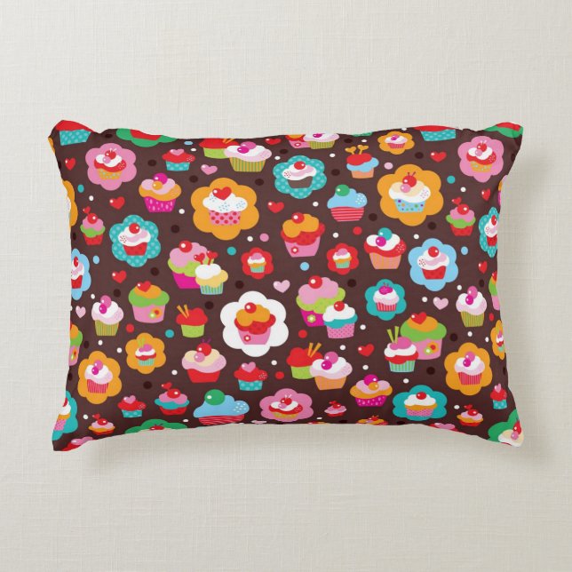 Cute Cup Cake Pattern Decoratief Kussen (Voorkant)