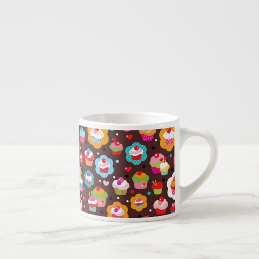 Cute Cup Cake Pattern Espresso Kop (Rechts)
