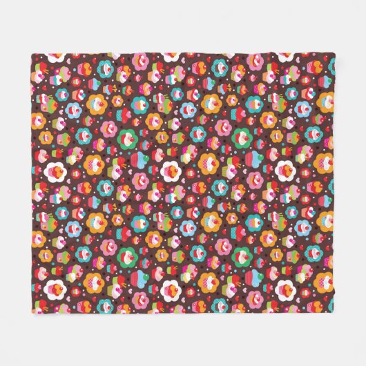 Cute Cup Cake Pattern Fleece Deken (Voorkant (Horizontaal))
