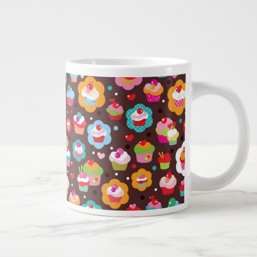 Cute Cup Cake Pattern Grote Koffiekop (Rechts)