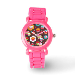 Cute Cup Cake Pattern Horloge