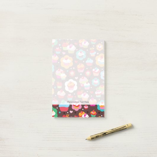 Cute Cup Cake Pattern Post-it® Notes (Op bureau)