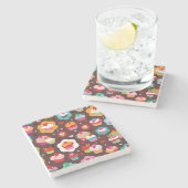 Cute Cup Cake Pattern Stenen Onderzetter (Zijkant)
