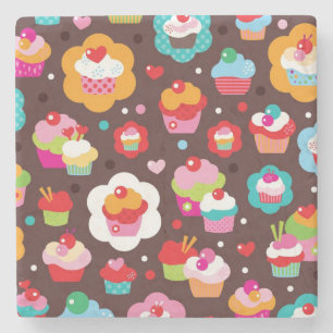 Cute Cup Cake Pattern Stenen Onderzetter