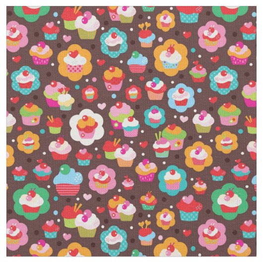 Cute Cup Cake Pattern Stof (Close Up)