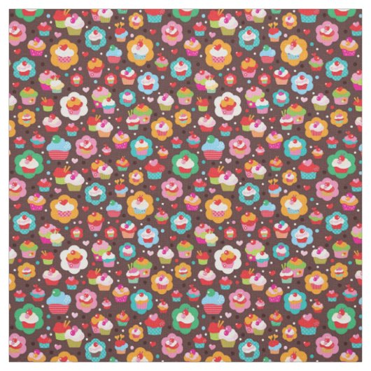 Cute Cup Cake Pattern Stof (Swatch)