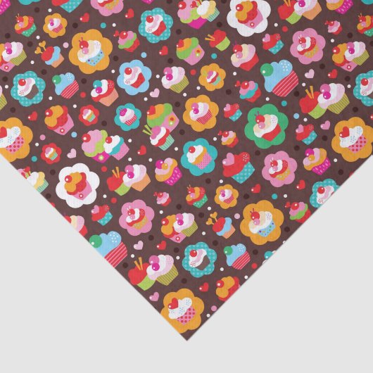 Cute Cup Cake Pattern Tissuepapier (Detail)