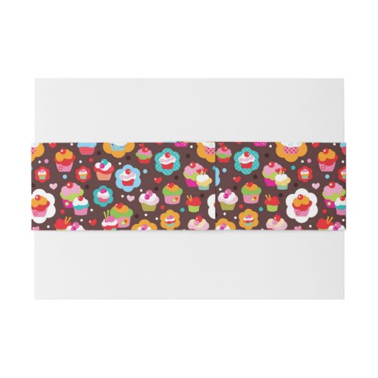 Cute Cup Cake Pattern Uitnodigingen Wikkel (Achterkant Voorbeeld)