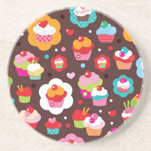 Cute Cup Cake Pattern Zandsteen Onderzetter