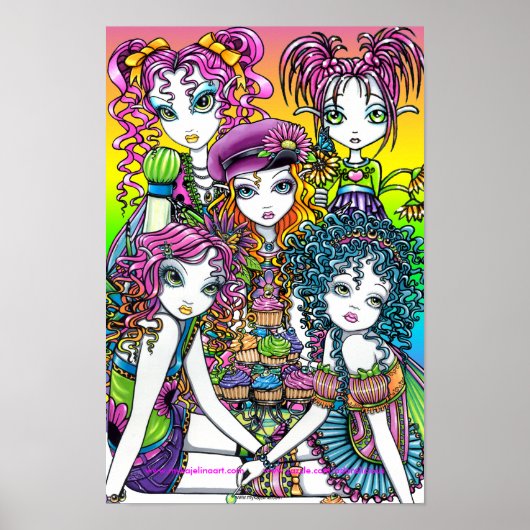 Cute Cup Cake Rainbow Fairies Party Poster (Voorkant)