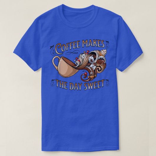Cute Cup Makes Day Sweet Coffee Marshmallow Mannen T-shirt (Design voorkant)