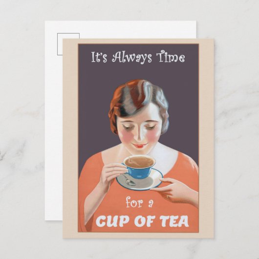 Cute  Cup Poster Tea Briefkaart (Voorkant / Achterkant)